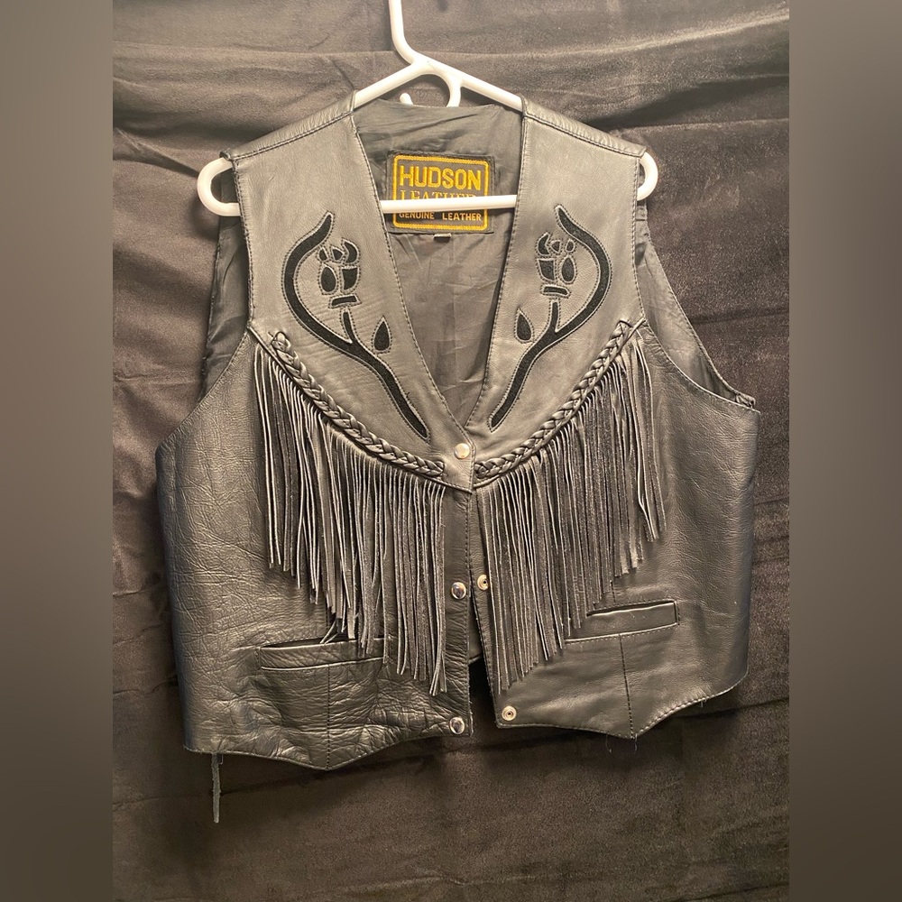 Vintage Western Hudson Leather Vest With Conchos